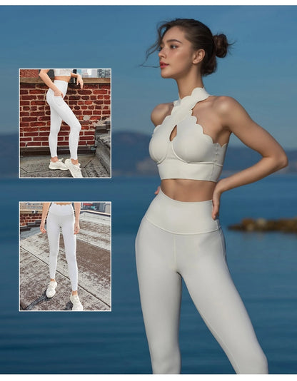 3Pcs Yoga Set Women Gym Sportswear Sport Bra Workout Tops High Waist Yoga Pants Hip Lift Gym Leggings