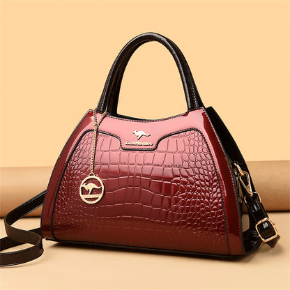 Luxury Patent Leather Handbags for Women Designer Crocodile Pattern Women's Shoulder Crossbody