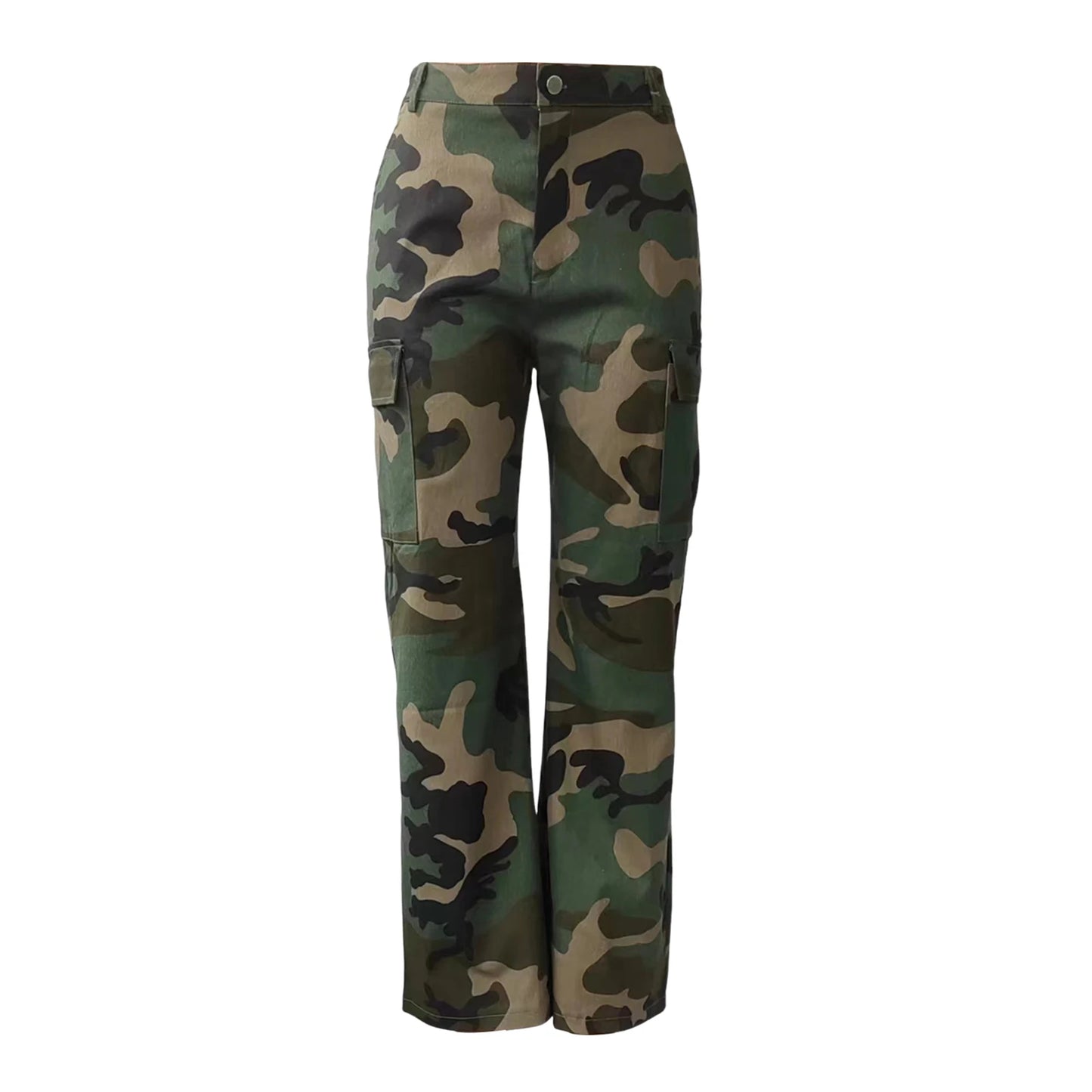 Cargo Pants Fashion Women Camo Print Oversized Pocket High Waist Baggy Pant Casual Hip Hop Straight Trouser