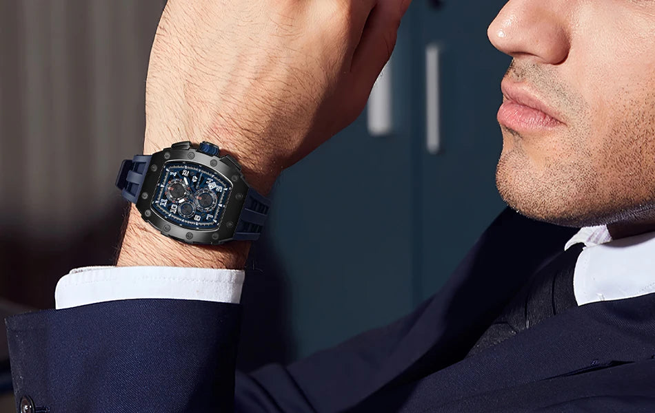 Luxury Brand Tonneau Design Waterproof Clock Stainless Steel Wristwatch Rectangle