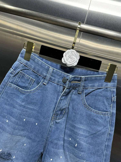 VGH Casual Hollow Out Spliced Lace Solid Jeans For Women High Waist Patchwork Pockets Minimalist Loose Wide Leg Pants Female New blue / XXXL blue / XXL blue / XL blue / XXXL-blue / XXL-blue / XL-blue / L-blue / M-blue / S-
