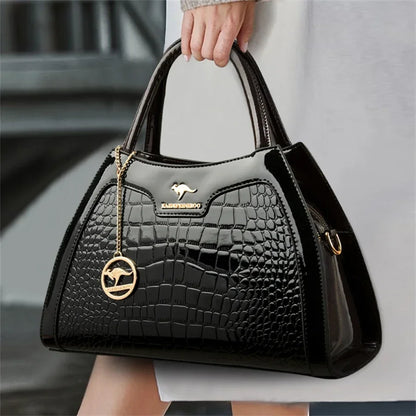 Luxury Patent Leather Handbags for Women Designer Crocodile Pattern Women's Shoulder Crossbody