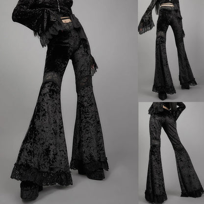 Cargo Pants Women High Waisted Fashion Long Pants Women Pants Gothic Lace Pants Paneled Wide-Leg Pants брюки женские