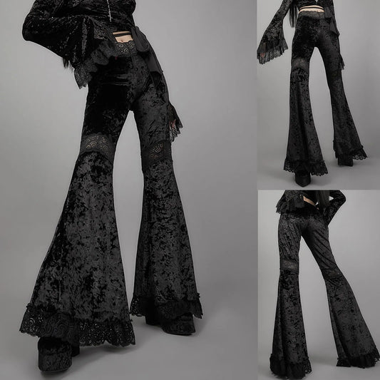 Cargo Pants Women High Waisted Fashion Long Pants Women Pants Gothic Lace Pants Paneled Wide-Leg Pants брюки женские