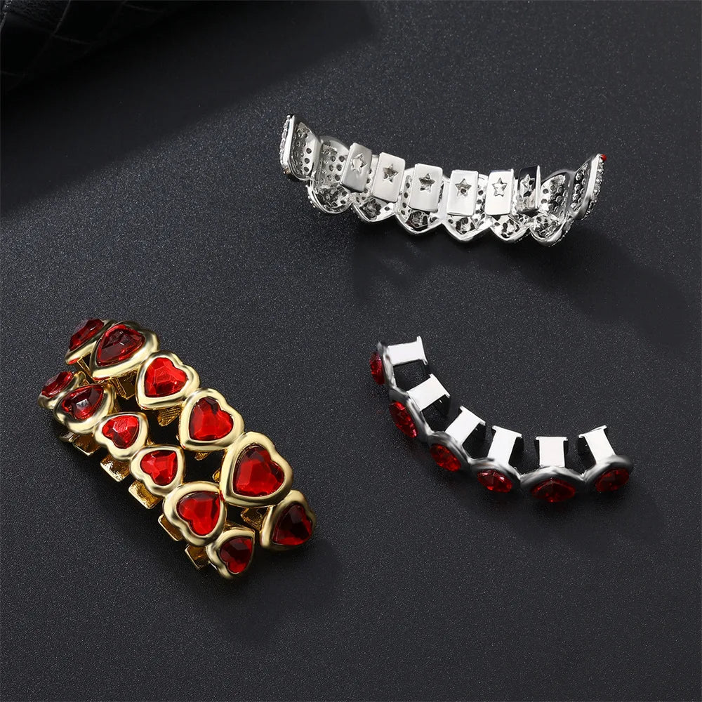 Red Crystal Heart Tooth Caps For Women Men Jewelry Hip Hop Silver Color Green Zircon Teeth Grillz Dental Grills Gold Green Gold Red Top Gold Green Bottom Gold Green-Gold Red Top-Gold Green Bottom-Gold Red-Gold Green Top-Silver Green Top-Silver Green-Silver Green Bottom-Silver Red-Gold Red Bottom-Silver Red Bottom-Silver Red Top-