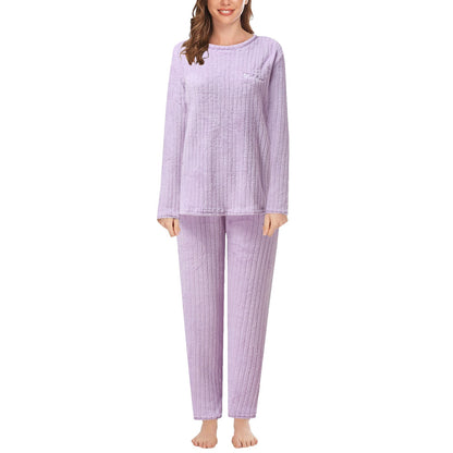 Thick Plush Fleece Fuzzy Pajama Sets Cozy Oversized Pullover Pants Sets Solid