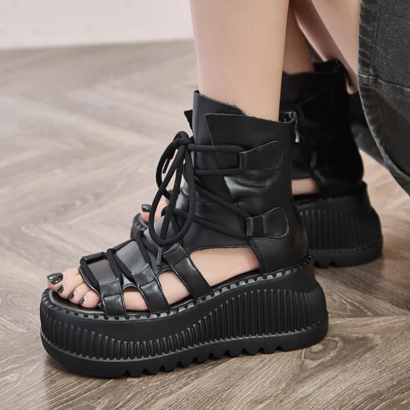 7.5cm Genuine Leather Women Sandals Loafer Shoes Platform Wedge Comfy Hollow ZIP Summer Rubber Peep Toe Retro Flats Ankle BootS yellow / 36 yellow / 37 yellow / 35 yellow / 36-yellow / 37-yellow / 35-yellow / 40-black / 35-yellow / 38-yellow / 39-black / 38-black / 39-black / 36-black / 37-green / 36-green / 37-black / 40-green / 35-green / 40-green / 38-green / 39-