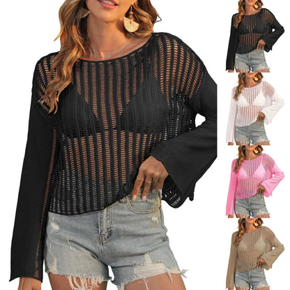 Womens Beach Blouse Lace Strap Long Cardigan Beach