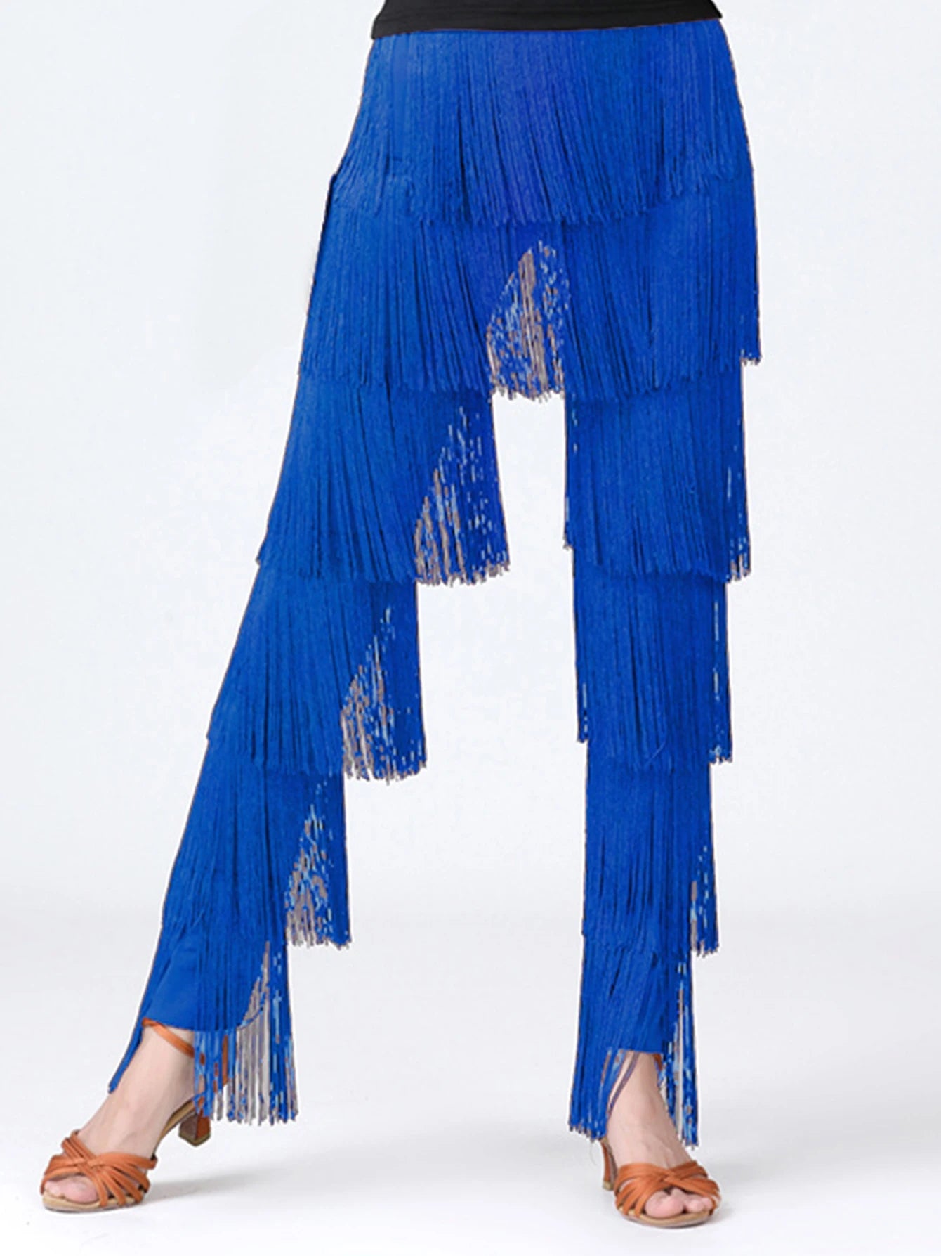 Fringed Trousers Multi-layer Solid Color Dance Trousers Tassels Plus Size