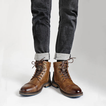 Brogue Chelsea Men Boots 2025 American style Comfortable Fashion Leather Boots