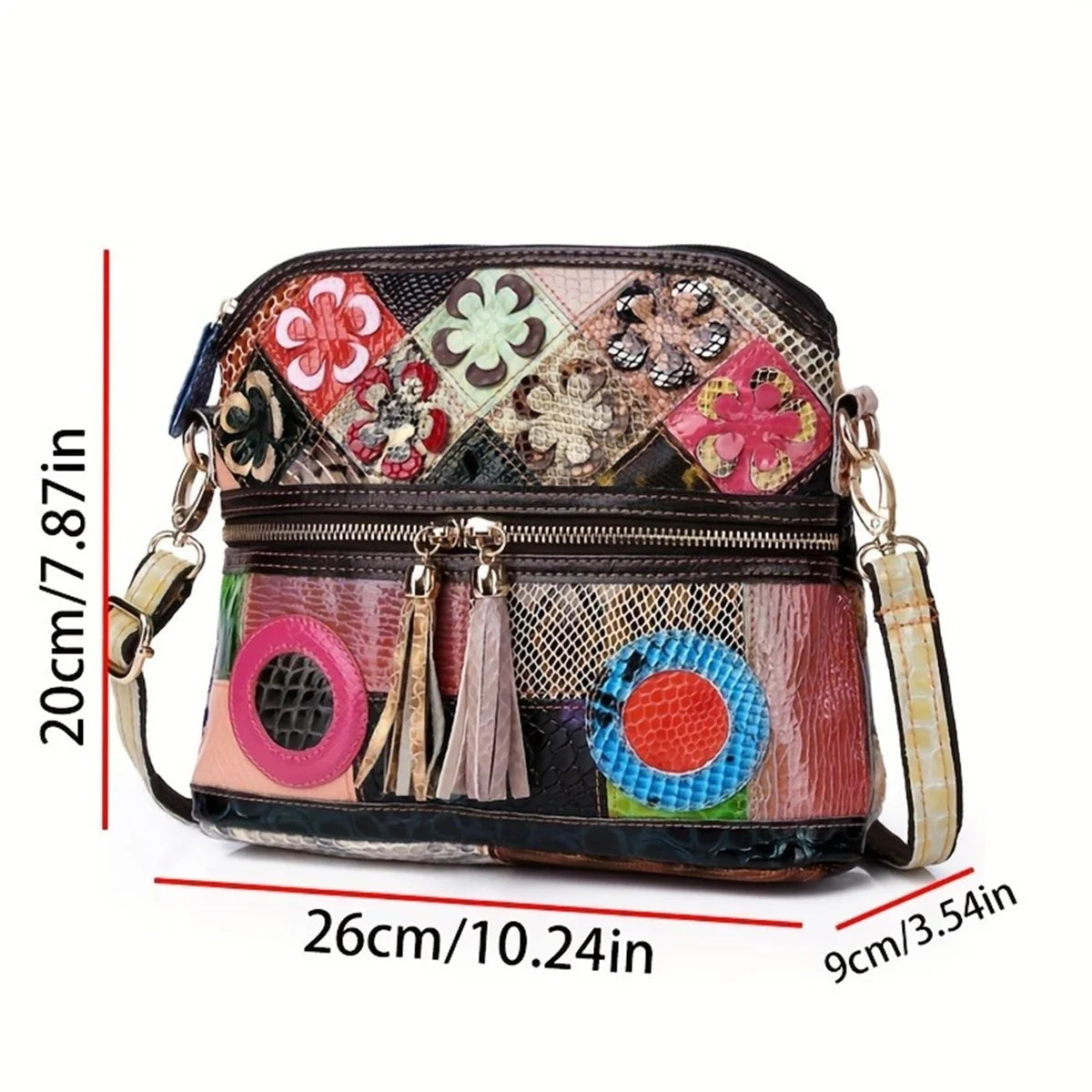 Casual Multi Color Messenger Bag Snake Pattern Women's Colorful Flowers