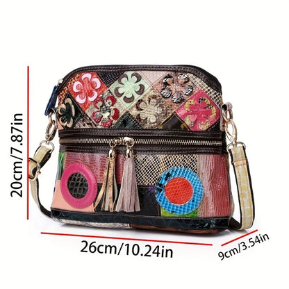 Casual Multi Color Messenger Bag Snake Pattern Women's Colorful Flowers