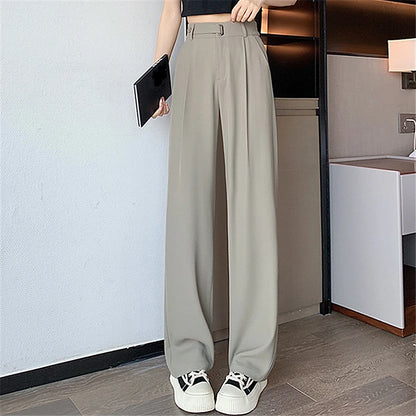 Women's Casual Pants Wide Leg Pants Solid Color High Waist Loose Trousers