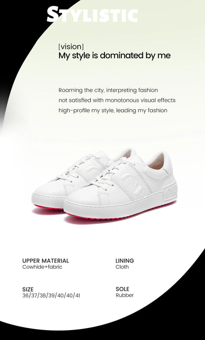 Women Casual Shoes White Flat Board Balance Technology Press Insole Comfort Sneakers