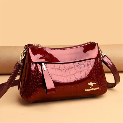 3 Layers Women Handbag Purses Luxury Designer Patent Leather Shoulder Messenger