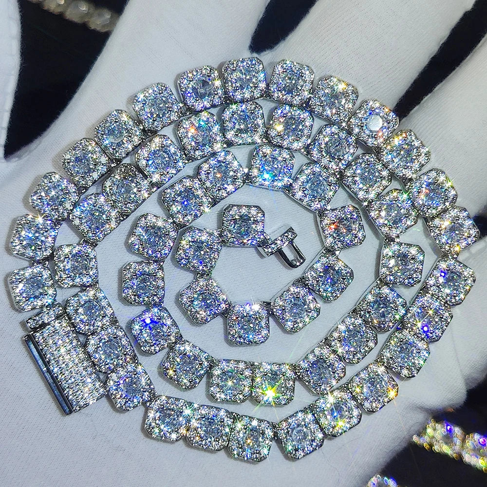 ICEOMG Hip Hop Jewelry 7mm Cluster Tennis Chain Necklace Shiny Diamond Thin Necklace Iced Out Chain for Man Women