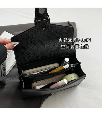 Chain Shoulder Bag for Women Snake Pattern Crossbody Small Square Bag