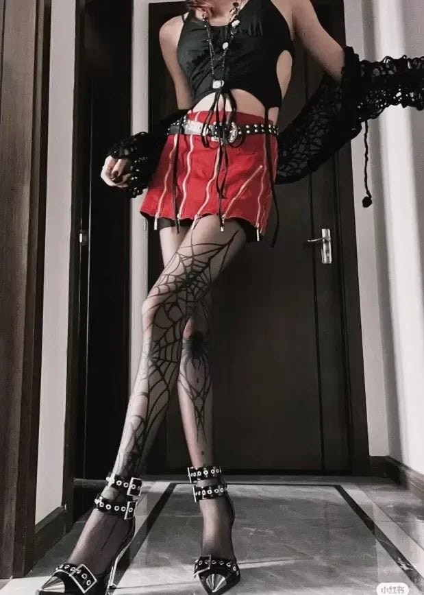 Gothic Vintage Dark Fishnet Tights Stocking Women Emo Spider Web Witch Pantyhose 02 01 02-01-