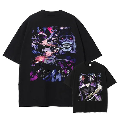 Anime Song Jinyu Shirt Retro High-end Printed T-shirt Street Wear Manga Igris Short Sleeved Top T-shirt Men's Style
