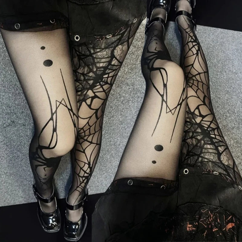 Gothic Vintage Dark Fishnet Tights Stocking Women Emo Spider Web Witch Pantyhose 02 01 02-01-