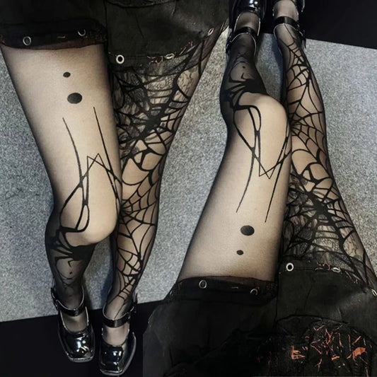 Gothic Vintage Dark Fishnet Tights Stocking Women Emo Spider Web Witch Pantyhose 02 01 02-01-