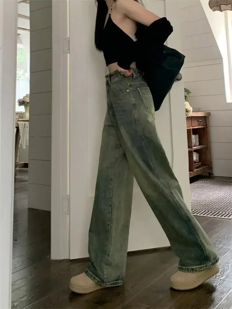 High-waisted Slimming Jeans Casual Bell Bottoms Straight-leg Long Pants For Women