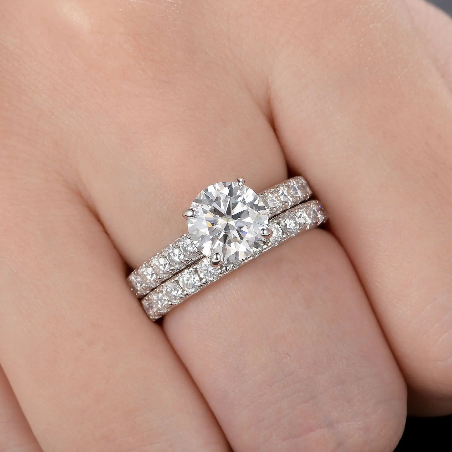 Newshe Certified 2Ct Moissanite Wedding Ring Set for Women 925 Sterling Sliver Brilliant Round Cut Luxury Engagement Rings