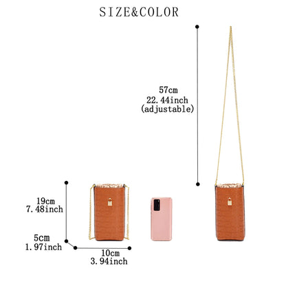 Phone Bag 2024 New Embossed Crossbody Bag High Quality Metal Chain Bag