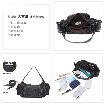 Women's Denim Bag Y2K Vintage Blue Jean Purse and Handbags Crossbody Wallet Large Capacity Baguette Bag Blue / 30cmx15cmx10cm Blue / 30cmx15cmx10cm-