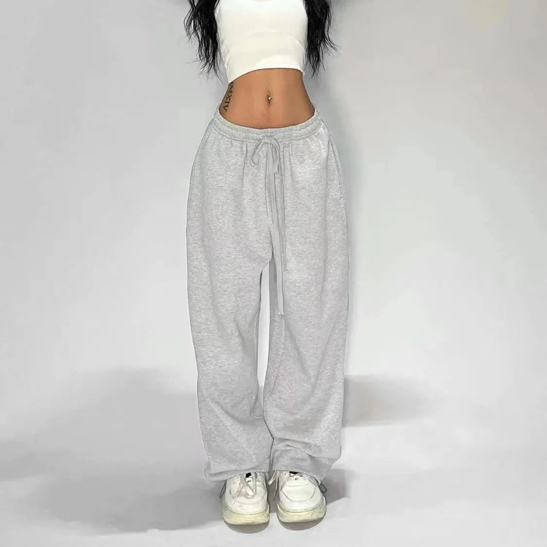 Y2K Baggy Pants Pocket Elastic Waist Oversized Wide Leg Pant Casual Streetwear