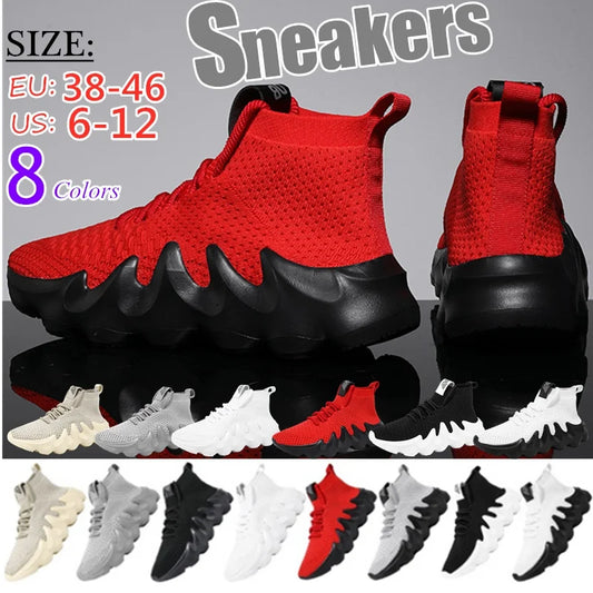 Mens High Top Fashion Sneakers Breathable Shoes Comfortable Sneakers Heighten Sports Shoes Men Lightweight