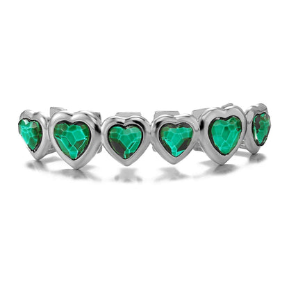 Red Crystal Heart Tooth Caps For Women Men Jewelry Hip Hop Silver Color Green Zircon Teeth Grillz Dental Grills Gold Green Gold Red Top Gold Green Bottom Gold Green-Gold Red Top-Gold Green Bottom-Gold Red-Gold Green Top-Silver Green Top-Silver Green-Silver Green Bottom-Silver Red-Gold Red Bottom-Silver Red Bottom-Silver Red Top-