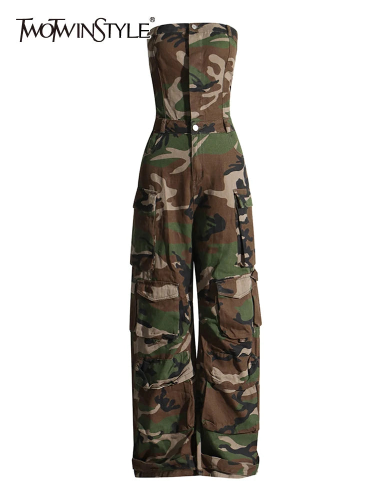 Cargo Jumpsuits Starpless Sleeveless High Waist Spliced Pockets Streetwear Camouflage / S Camouflage / XL ARMYGREEN / S Camouflage / S-Camouflage / XL-ARMYGREEN / S-ARMYGREEN / M-ARMYGREEN / L-ARMYGREEN / XL-Camouflage / M-Camouflage / L-