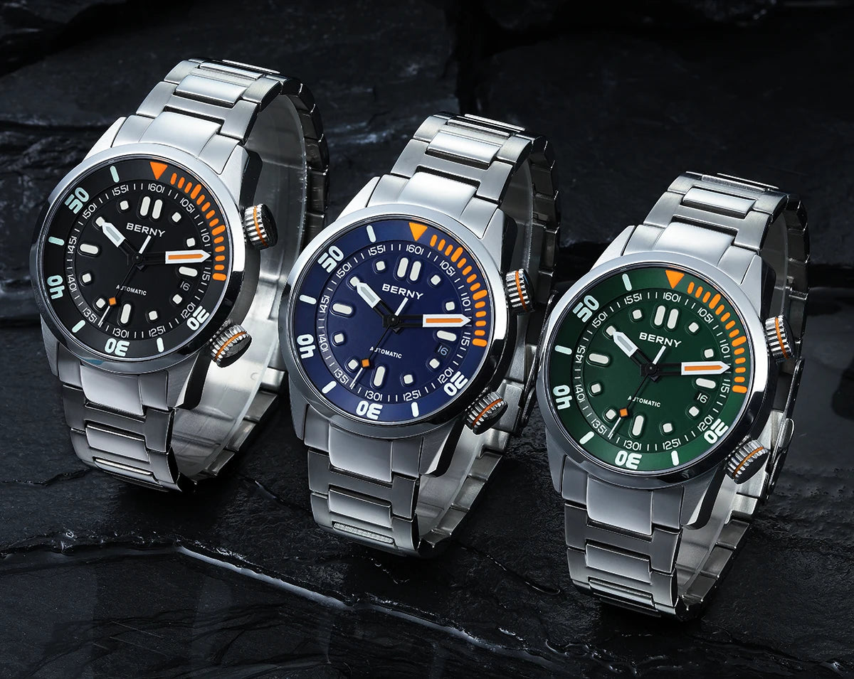 Automatic Dive Watch for Men Super Luminous Original Design 20 ATM Diver Wristwatch Sapphire