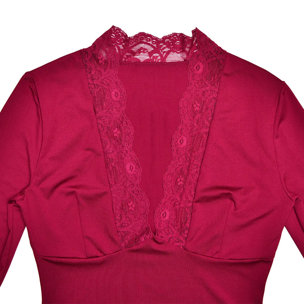 Lace Patchwork Tee Women Flare Sleeve Slim V-neck Tank Top Lady Streetwear Crop Top Shirt