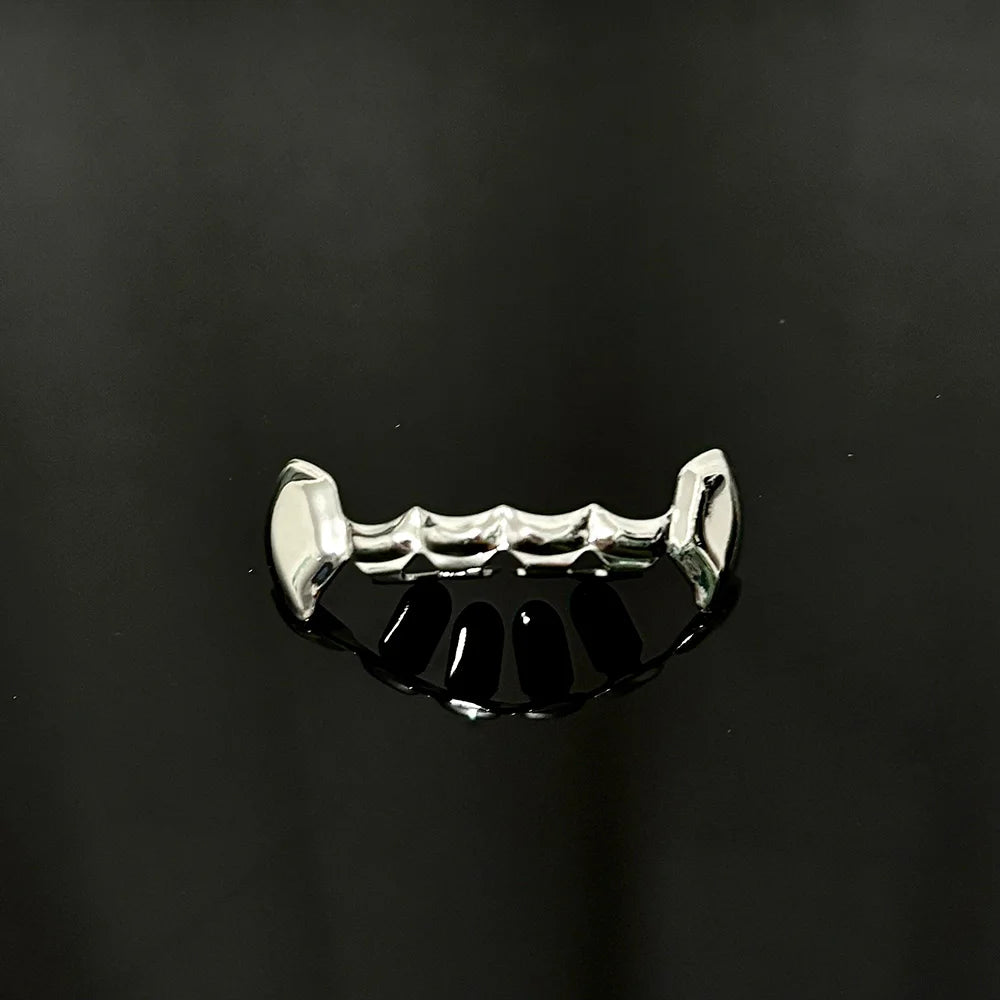 Glossy Tooth Caps Fangs Gold Silver Black Color Bottom Teeth Grillz Braces For Women Men Jewelry Dental Grills