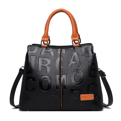 2-layer pockets Letter Printing Luxury Handbags Women Leather Bags Vintage Ladies Shoulder Crossbody Bags for Women Tote Bag