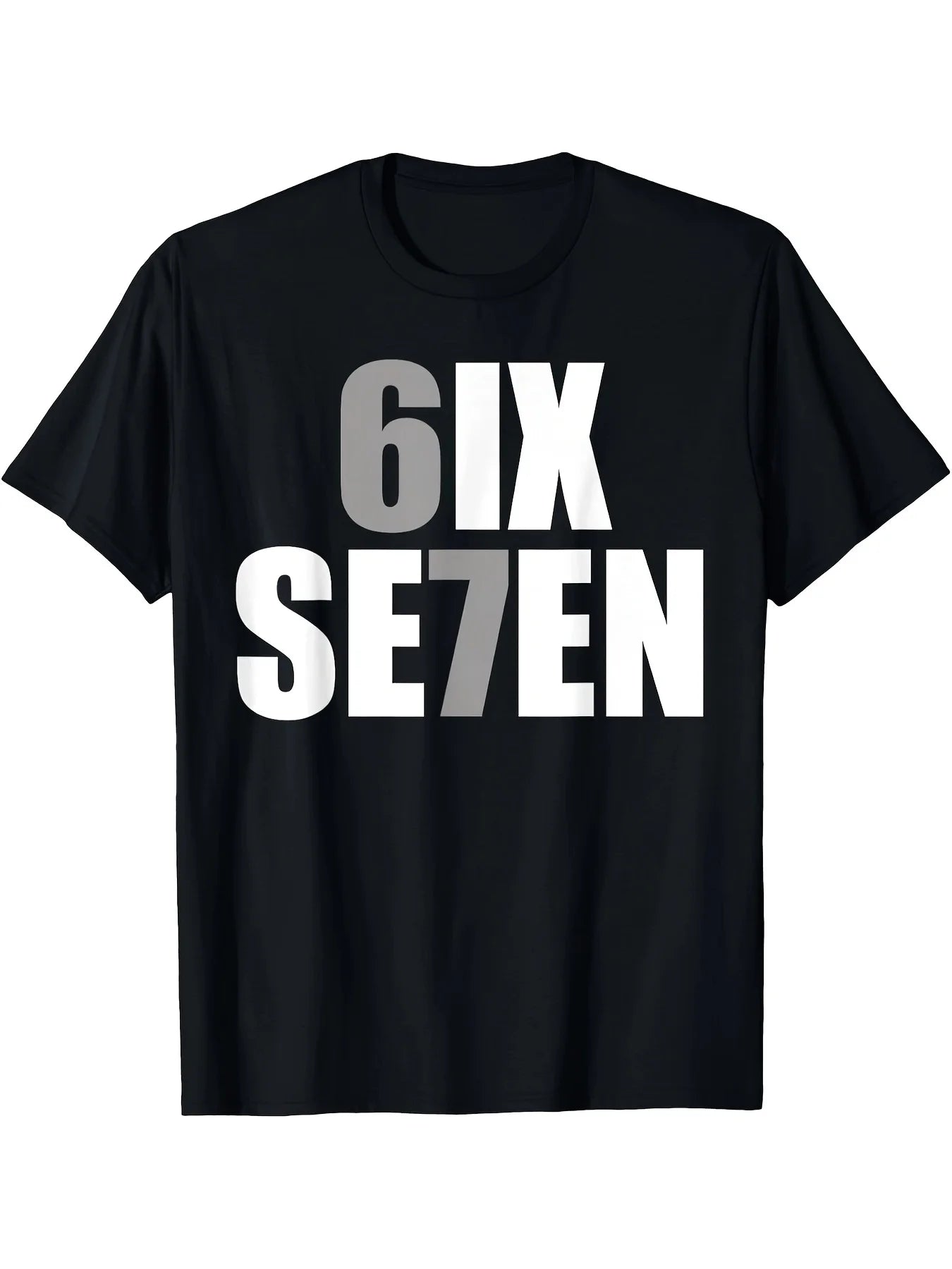 Fun Six Seven 6 7 Meme T-Shirt for Men Women Cotton Relaxed Fit Black Tee with White 617 Number Design Casual