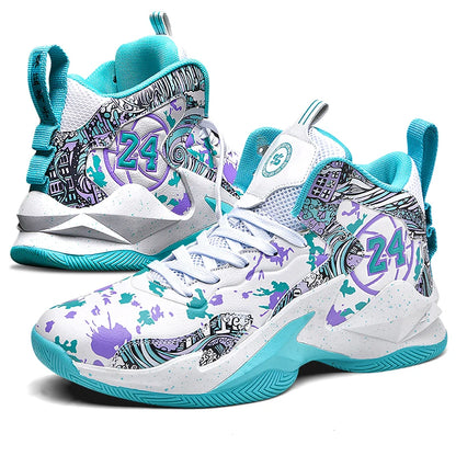 Men's Basketball Breathable Outdoor Shoes Fashion Graffiti Training Shoes White Moon United States