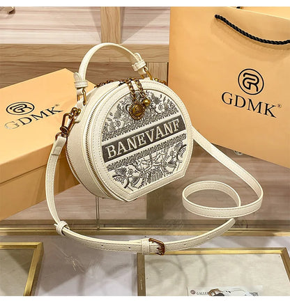 Light luxury brand embroidered small round bag designer high-end single shoulder crossbody bag