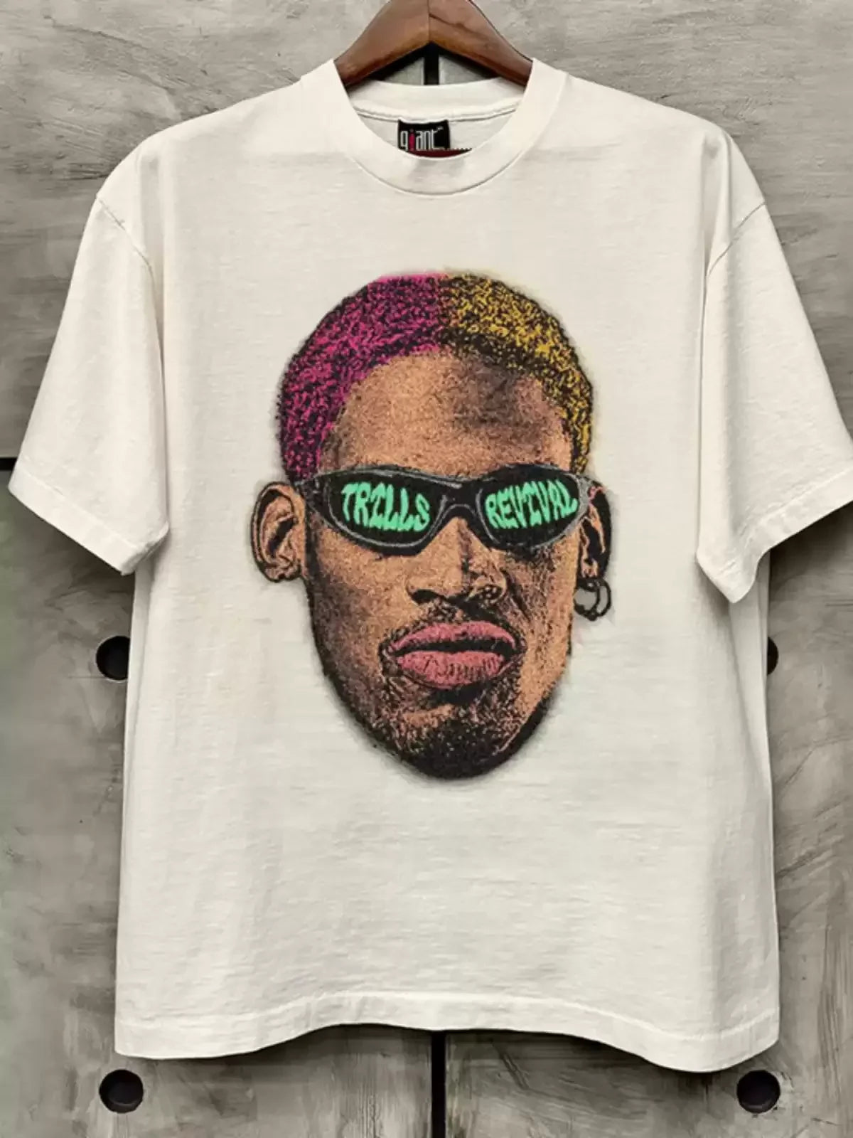 Rodman American high street small neckline chic trendy cool style short sleeve men and women ruffian atmosphere T-shirt cotton