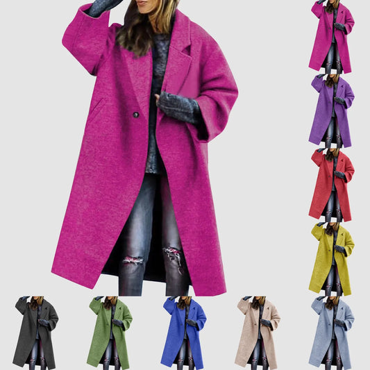Women Cardigan Loose Women's Winter Double Breasted Midi Long Wool Coat Notch Lapel Womens Lightweight Cardigans with Pockets