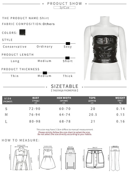 Retro Matte Black Mysterious All-Match Personality Fashionable Belt Chest Wrap Vest