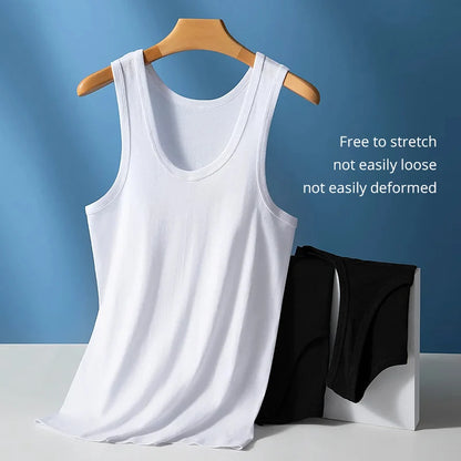 3/5 Pcs European plus-size men's cotton loose plus-size youth fitness sleeveless round neck