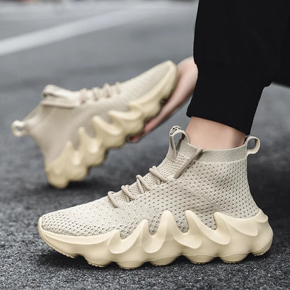 Mens High Top Fashion Sneakers Breathable Shoes Comfortable Sneakers Heighten Sports Shoes Men Lightweight