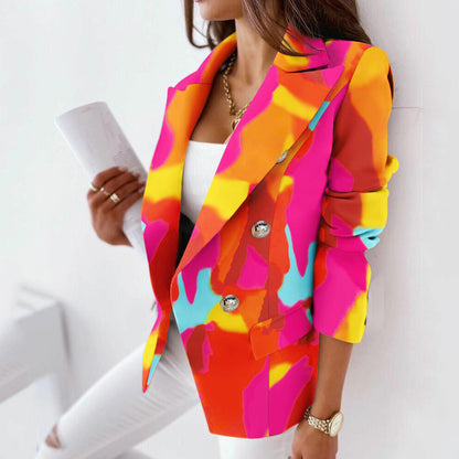 New In Outwears Printed Faux Wool Thin Coat Trench Jacket Ladies Long Overcoat Outwear Fashion Woman Blazer 2022 Abrigo Mujer