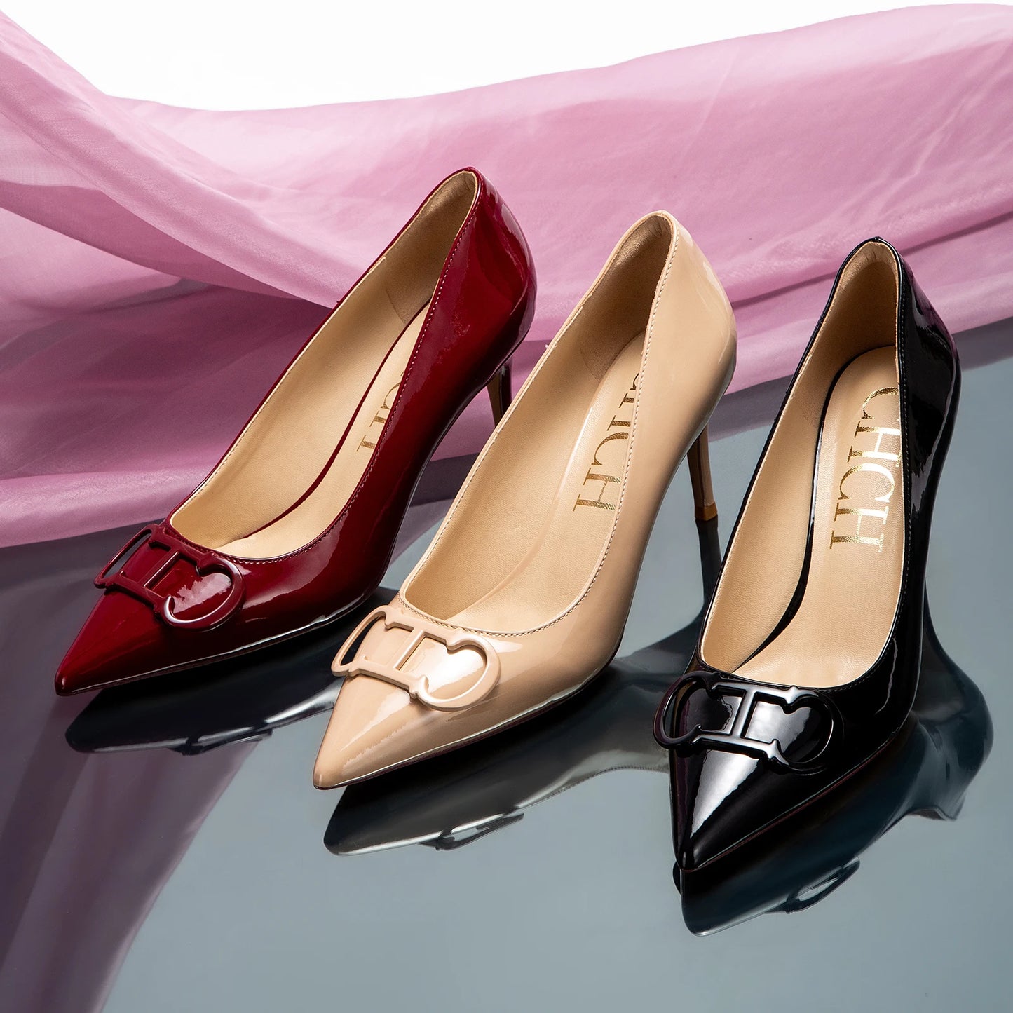 Solid Colour Classic Style New Women's Single Shoes Retro Simple Exquisite Women's High-heeled Shoes