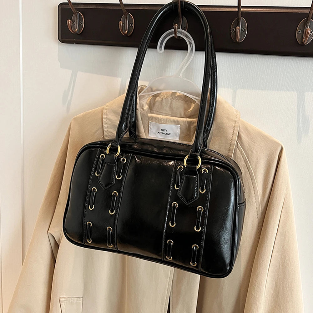 Shoulder Bags for Women PU Leather Female Boston Tote Bag Solid Color Handbags Purse Shoulder Purse Commute Tote Bag