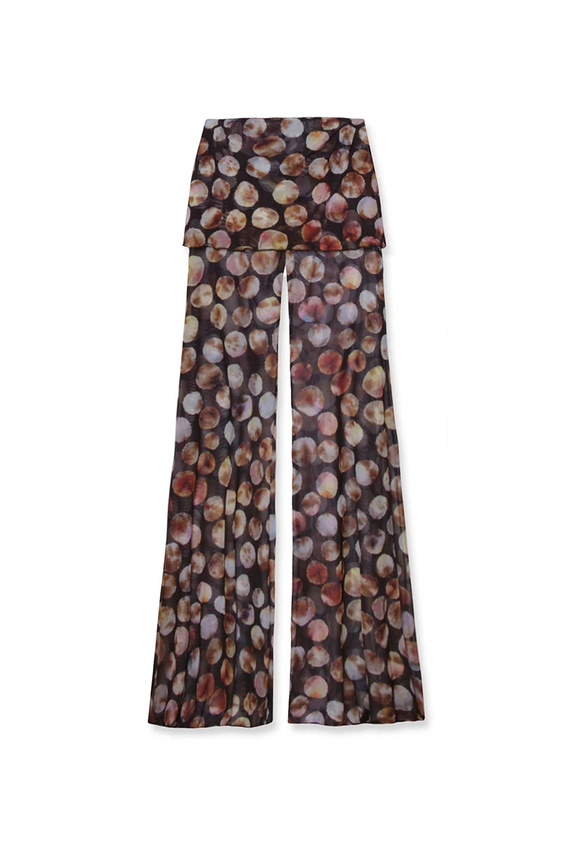 Mesh Leopard Print Trousers High Waist Print Wide Leg Pants Printed