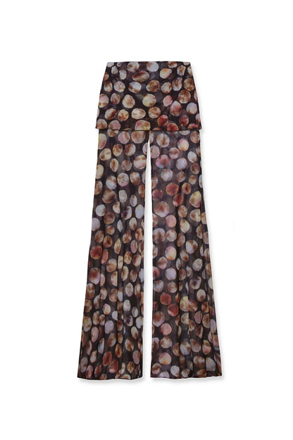 Mesh Leopard Print Trousers High Waist Print Wide Leg Pants Printed